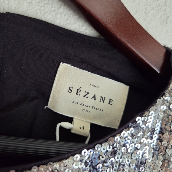 Sezane Pelagie Blouse in Black and White Sequins size 44 NWT - Picture 6 of 10